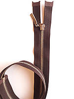 Замок-блискавка роз'ємний металевий, 1 бігунок №5, 60 см. Коричневий з білим металом