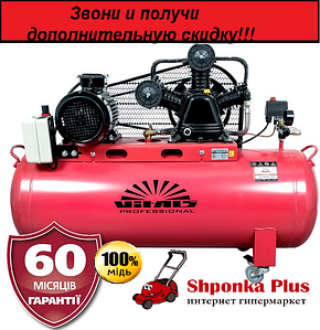 Компресор ремінь 3 циліндри, 380 В, 150 л, 3 кВт, 12 барів, Vitals Professional GK 150j 653-12a3