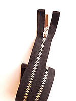 Замок-блискавка роз'ємний металевий ( тонкий), на 1 бігунок №4, 60 см. Чорний з білим металом