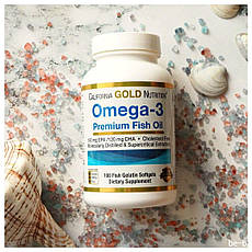 Омега-3 Риб'ячий жир для серця, 2000 мг Omega-3 Premium, California Gold Nutrition 100 капсул, офіційний сайт
