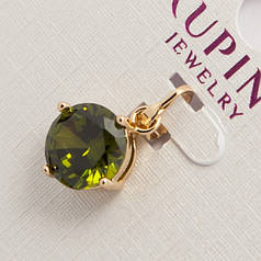 Кулон Xuping дуже красивий оригінальний золотистий із зеленим каменем кристалом G-701