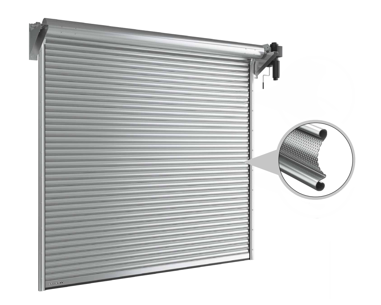Рулонні ворота DoorHan з вальним приводом із перфорованого сталевого профілю RHS117P