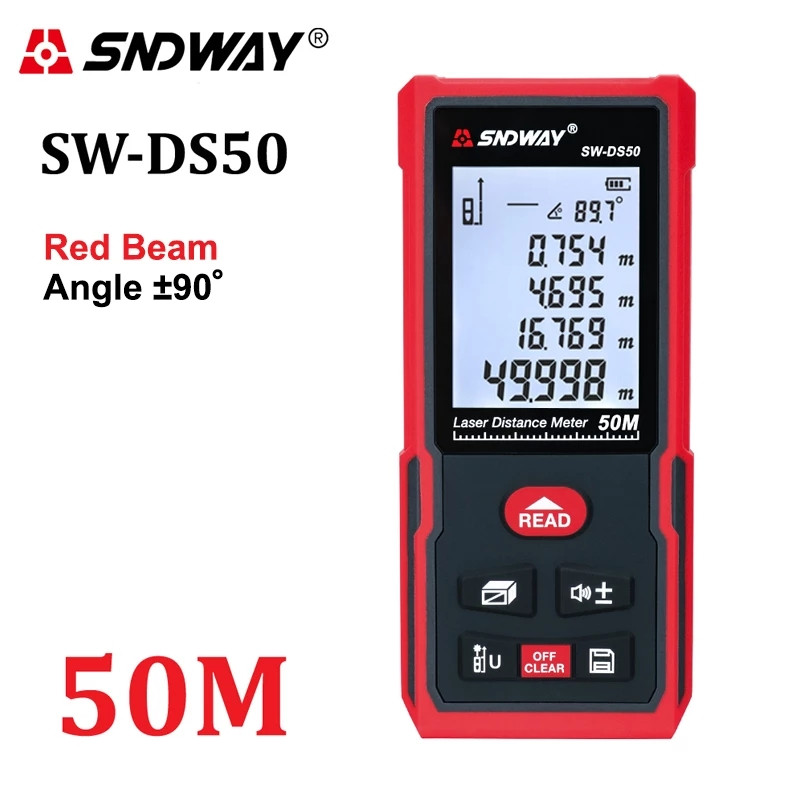 Лазерний далекомір SNDWAY SW-DS50 оригінал в коробці, лазерна рулетка, вимірювач відстані, фото 1
