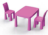 Стол и 2 стульчика комплект, Doloni, детский пластиковый столик и стульчики-табуреты Долони розовый
