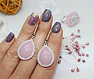 Срібні сережки з підвісом і рожевим кварцом "Жанетт" жіночі Сережки зі срібла 925 проби, фото 3
