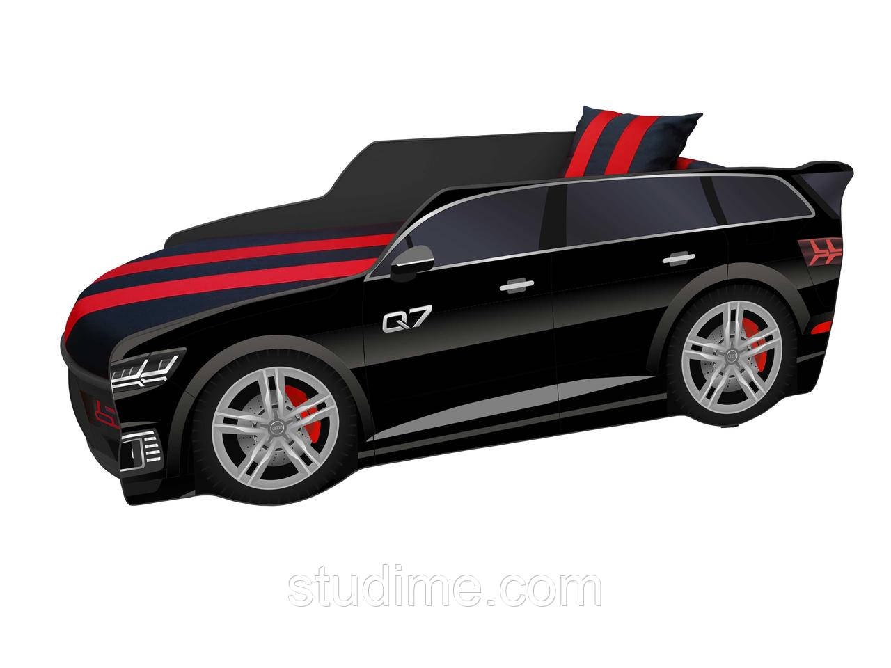 Дитяче ліжко-машинка AUDI з матрацом, подушкою та м'яким спойлером