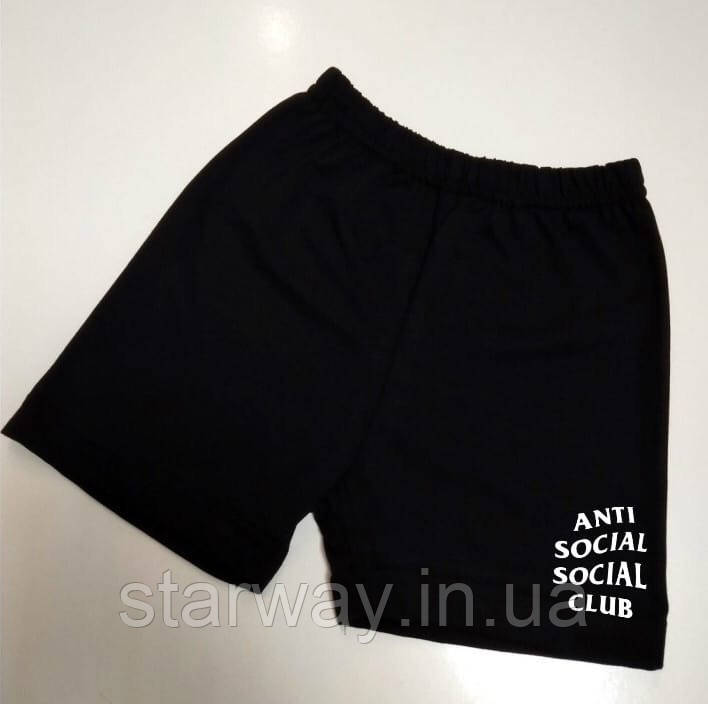 Чорні шорти з білим принтом anti social social club