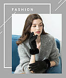 Перчатки женские зимние сенсорные под замшу утепленные с мехом (черные), фото 4