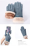Перчатки женские зимние сенсорные под замшу утепленные с мехом (черные), фото 6