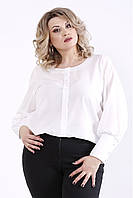 Белая нарядная блузка легкая свободная большого размера 42-74. 01350-2
