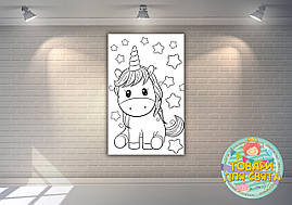 Плакат - Розмальовка "Маленький єдиноріг" 120х75 см