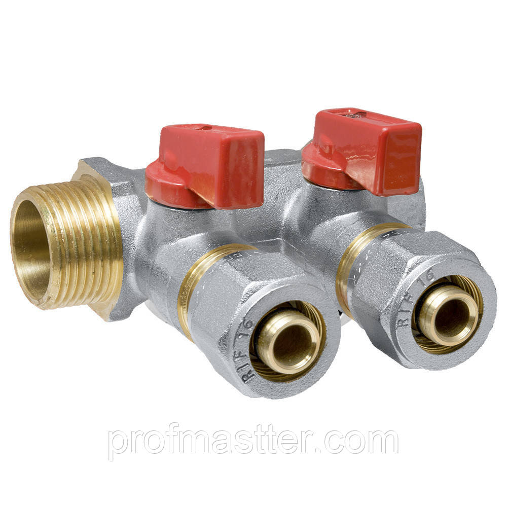 Колектор кульовий 1" на 2 виходи під 16 фітинг, фото 1