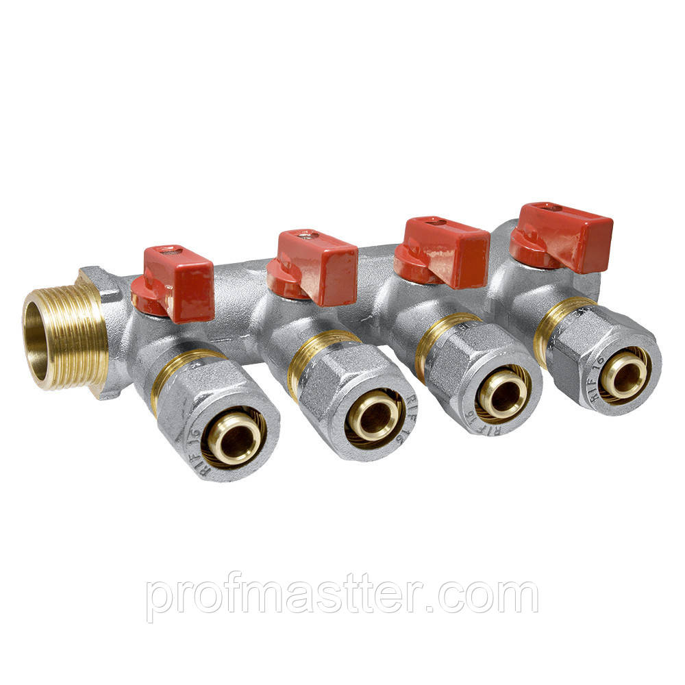 Колектор кульовий 1" на 4 виходи під 16 фітинг, фото 1