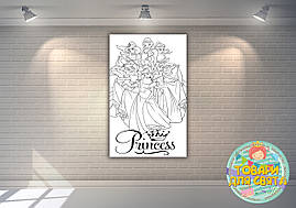Плакат - Розмальовка "Принцеси Дісней" (вертикальний) 120х75 см