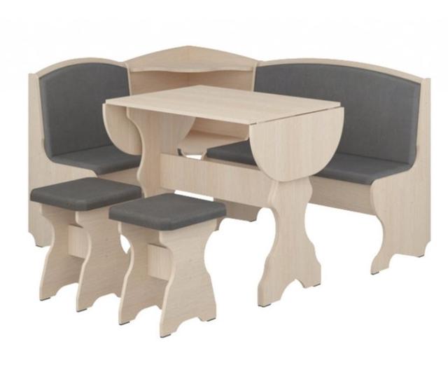 Уголок кухонный Виконт ДСП дуб молочный+винил серый Уголок кухонный Виконт ДСП дуб молочный+винил серый