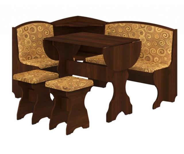 Уголок кухонный Виконт ДСП орех+ткань Алания беж Уголок кухонный Виконт ДСП орех+ткань Алания беж