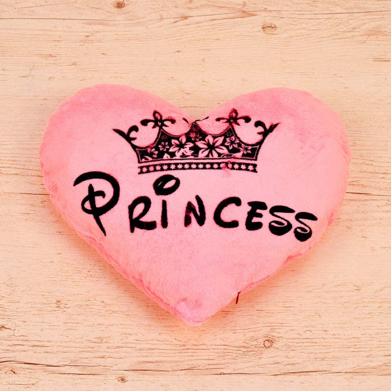 Світна подушка, нічник у формі серця Princess рожева