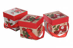 Набір подарункових пакувальних коробок збірних, картон, 10.5*10.5*10 см, 3 шт.