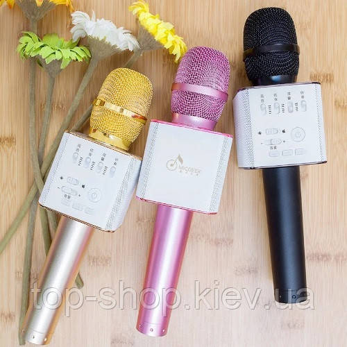 Безпровідний мікрофон для караоке Tuxun Q9 золотий з колонкою + чохол