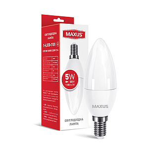 Лампа світлодіодна C37 Maxus 1-LED-731 5W 3000K 220V E14