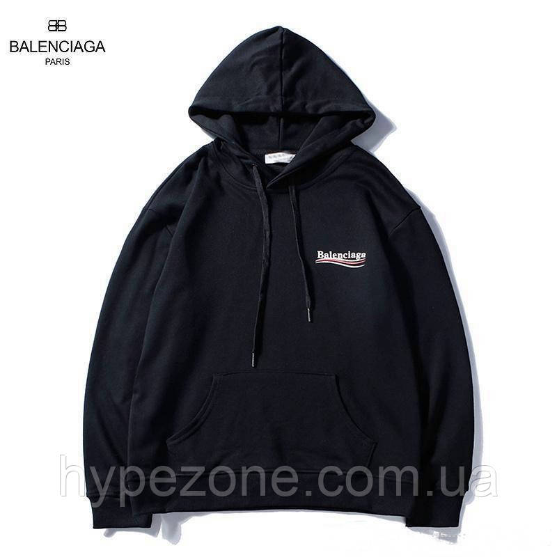 Худі Balenciaga 2019 Line чорне з логотипом, унісекс (чоловіче, жіноче, дитяче)