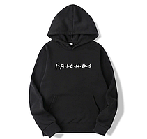 Худі Friends (друзі, друзі) чорне з білим логотипом, унісекс (чоловіче, жіноче, дитяче)