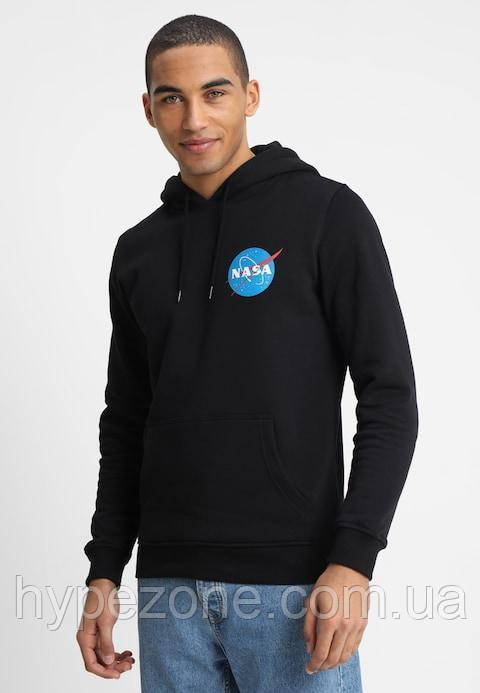 Худі NASA Mister Tee Hood Minimal чорне з логотипом, унісекс (чоловіче, жіноче, дитяче)
