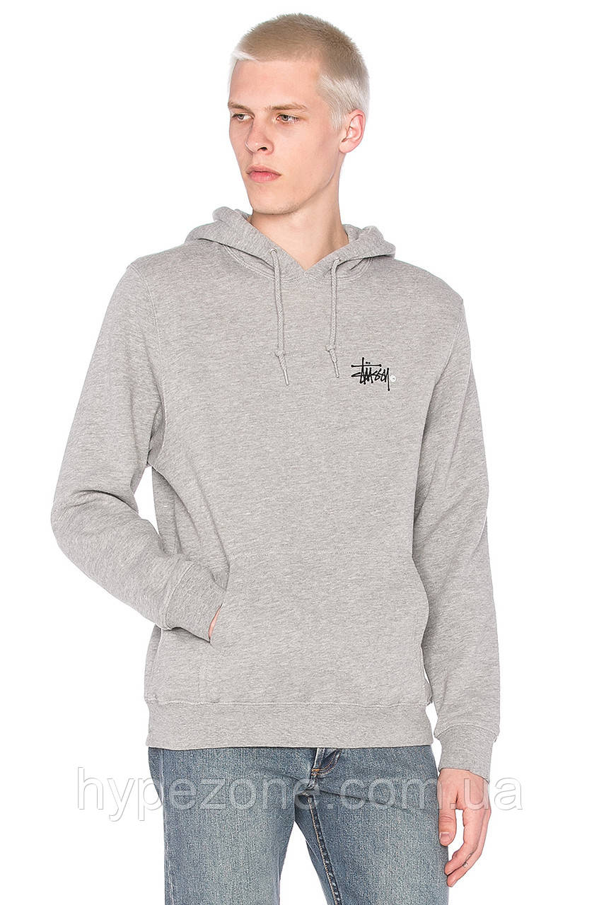 Худі Stussy сіре, унісекс (чоловіче, жіноче, дитяче) logo mini