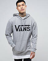 Худі Vans сіре з чорним логотипом, унісекс (чоловіче, жіноче, дитяче)