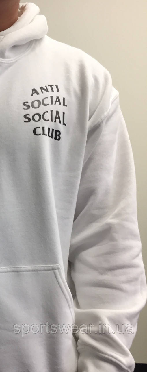 Худі Anti social social club (A. S. S. C), біла з логотипом, унісекс (чоловіче, жіноче, дитяче)