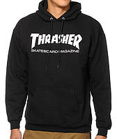Худи Thrasher Skateboard Magazine черное с карманом Трашер Магазин трикотаж Кофта с капюшоном Трешер Скейборд