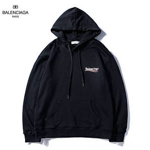 Худі Balenciaga 2019 Line чорне з логотипом, унісекс (чоловіче, жіноче, дитяче) logo mini