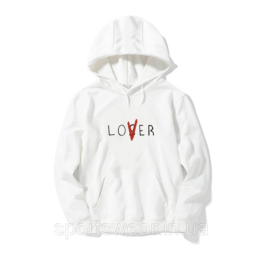 Худі Vlone Lover Loser сіре чоловіче, жіноче. Кофта, Толстовка з капюшоном логотип Ловер Влон. Кенгуру бавовна