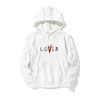 Худи Vlone Lover Loser белое мужское, женское. Кофта, Толстовка с капюшоном логотип Ловер Влон. Кенгуру хлопок