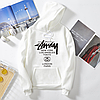Толстовка Stussy Worldwide Кофта чорна, сіра, біла, рожева з логотипом Стассі Кенгуру Літє \ Зимове х\б, фото 2