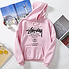 Толстовка Stussy Worldwide Кофта чорна, сіра, біла, рожева з логотипом Стассі Кенгуру Літє \ Зимове х\б, фото 5