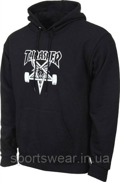 Худі Thrasher Wheels чорне з білим логотипом, унісекс (чоловіче, жіноче, дитяче)