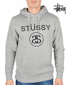 Худі Stussy сіре з лого, унісекс (чоловіче, жіноче, дитяче)