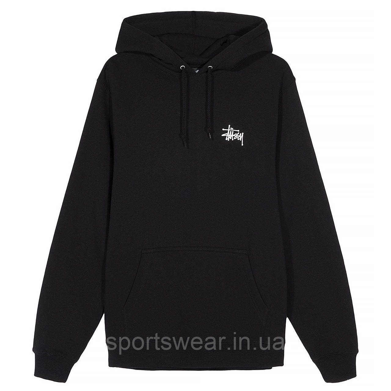 Stussy HOODIE чорне маленьке лого Світшот Стусі з капюшоном чоловічий,Кенгурушка з принтом Стуссі Кофта Стасі