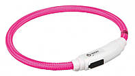 Світний нашийник Flash Light Ring Trixie (Триксі) з USB L-XL 65 см/7 мм рожевий