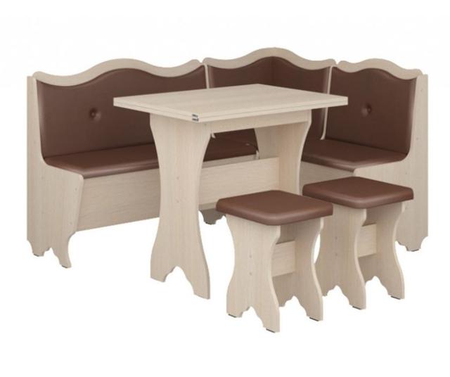 Кухонный уголок Герцог ДСП дуб молочный+винил коричневый