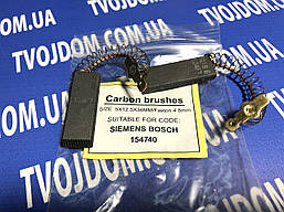 Щітки вугільні для пральної машини Bosch, Siemens клеєні (5 мм*12.5 мм*36 мм) 154740 з пружиною