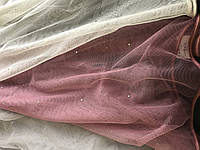 Ткань для тюли, гардины. Однотонный фатин (французская сетка) с камушками, со стразами