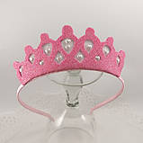 Корона сніжинка для Снігової королеви Корона сніжинки рожева корона, фото 2