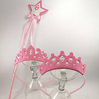 Корона сніжинка для Снігової королеви Корона сніжинки рожева корона чарівна паличка з чарівною паличкою
