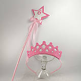Корона сніжинка для Снігової королеви Корона сніжинки рожева корона чарівна паличка з чарівною паличкою, фото 2