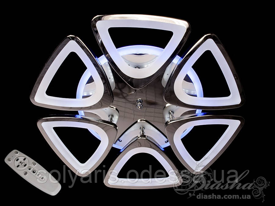 LED-люстра з діммером і синьою підсвіткою, колір хром, 115W 8118/6HR LED 3color dimmer