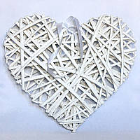 Серце з лози 19 см біле