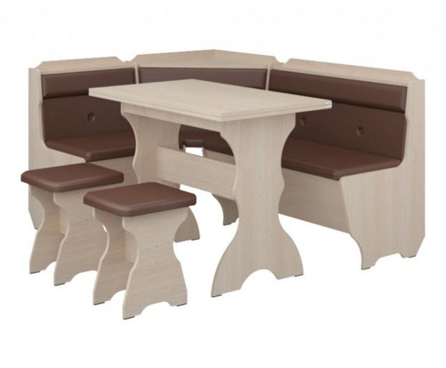 Уголок кухонный Кардинал ДСП Дуб молочный+винил коричневый