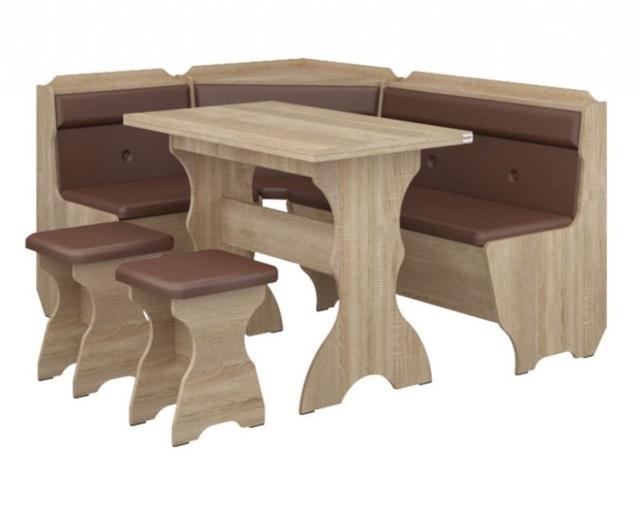 Уголок кухонный Кардинал ДСП Дуб сонома+винил коричневый